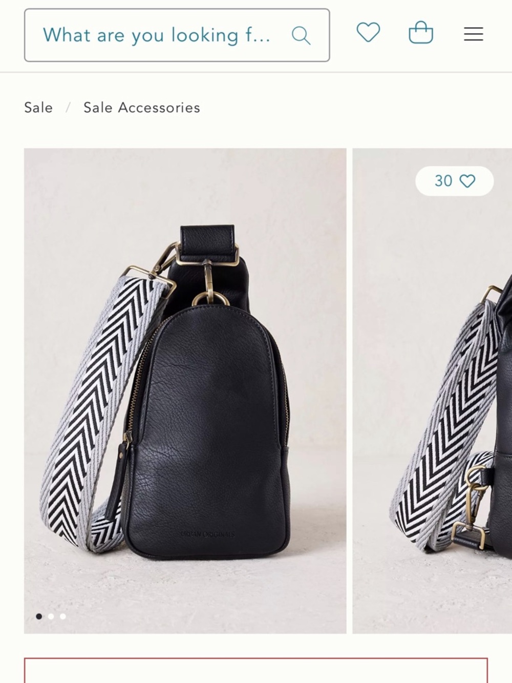 Anthropologie Black Leather Crossbody Sling with Chevron Strap